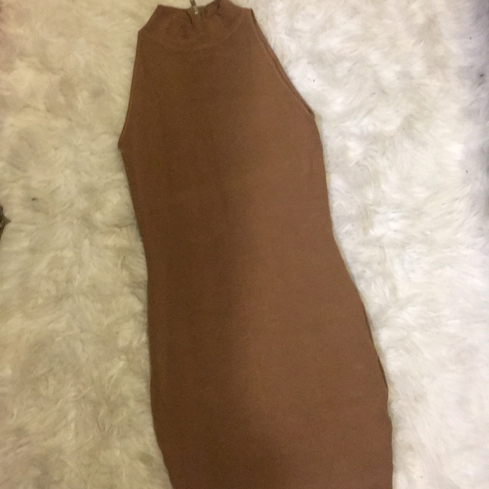 Nude high neck dress